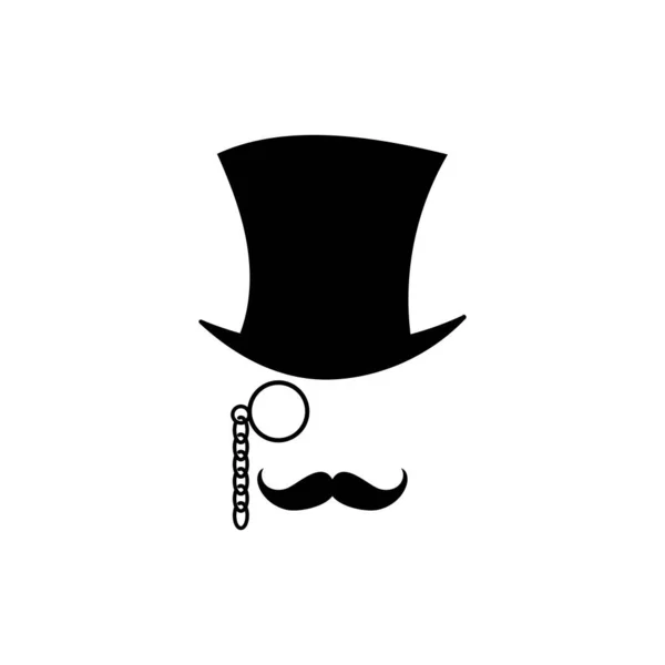 Máscara Retro Chapéu Óculos Com Modelo Monóculo Personagem Cavalheiro Velho —  Vetores de Stock