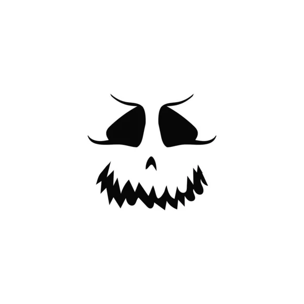 大きな歯で気味の悪い怒っている顔 ゾンビ口のためのハロウィーンとして悪魔の装飾とベクトルの悪の感情的な表現 — ストックベクタ