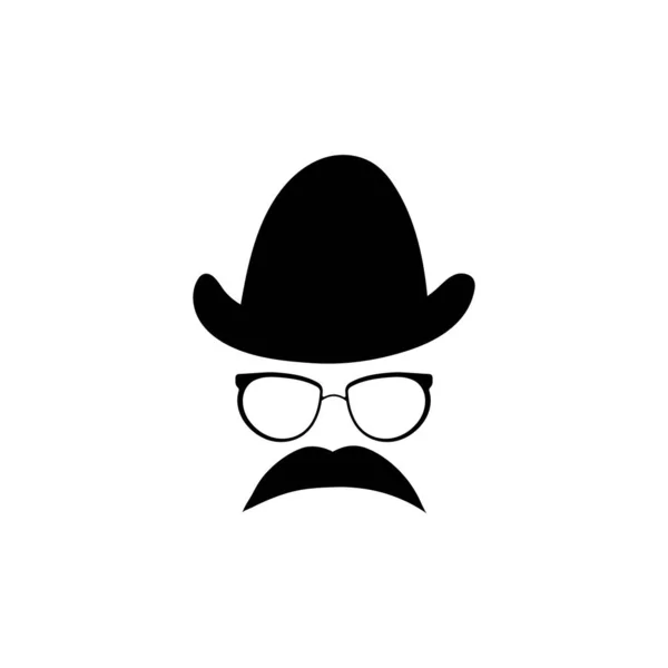 口ひげのテンプレートとメガネの帽子のマスク ヴィンテージスタイルでスタイリッシュな紳士文字マスケードとデザイナーベクトルアバター — ストックベクタ
