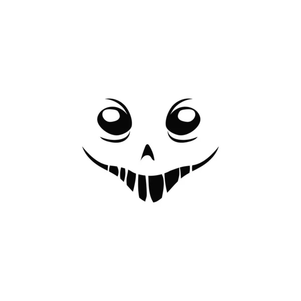 Τρομακτικό Γελαστό Πρόσωπο Μεγάλα Δόντια Στόμα Φάντασμα Ζόμπι Για Αποκριές — Διανυσματικό Αρχείο