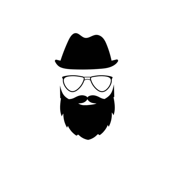 Tête Hipster Chapeau Lunettes Avec Modèle Barbe Personnage Gentleman Mode — Image vectorielle