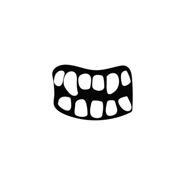 可怕的怪物笑着牙齿 可怕的生物快乐与尖锐的嘴和凶狠的吸血鬼笑之间的光环和恶魔病媒的设计 — 图库矢量图片