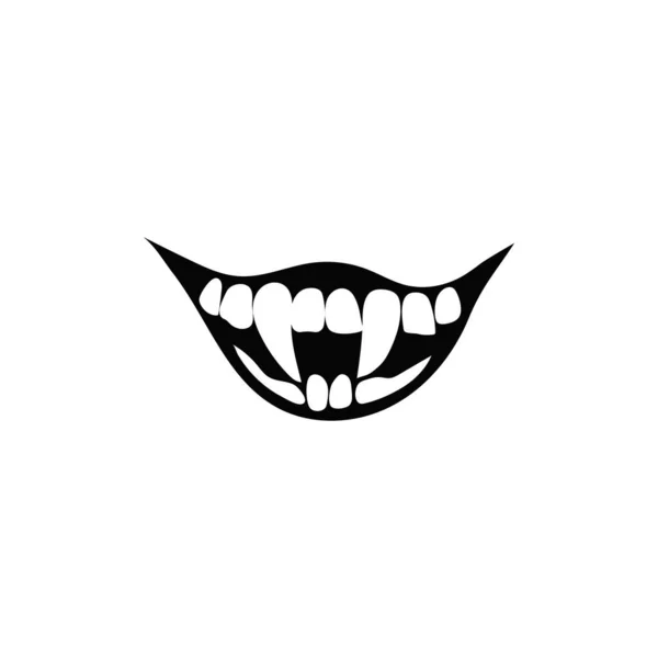 Gruselwesen Lächeln Zähne Gruselige Dämonenfreude Mit Scharfem Mund Und Grimmigem — Stockvektor