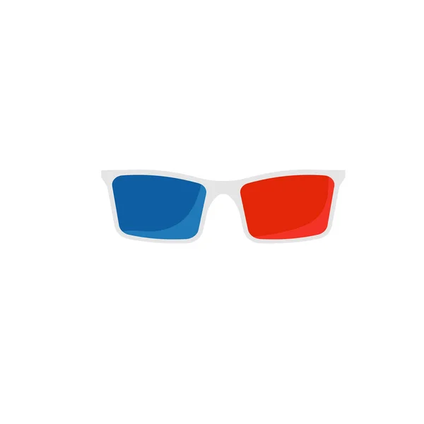 观看3D视频的特殊眼镜 带红色和蓝色镜片的电影保护装置 舒适地前往有方便矢量娱乐的电影院 — 图库矢量图片