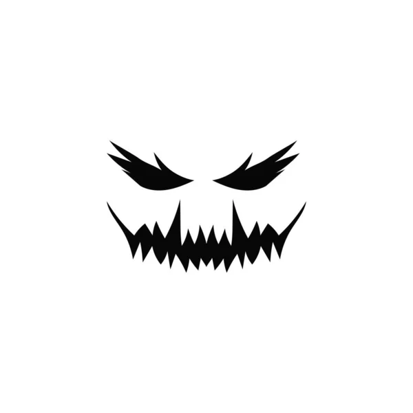 Жуткая Улыбка Зомби Морда Злые Зубы Призрака Хэллоуин Дьявольское Украшение — стоковый вектор