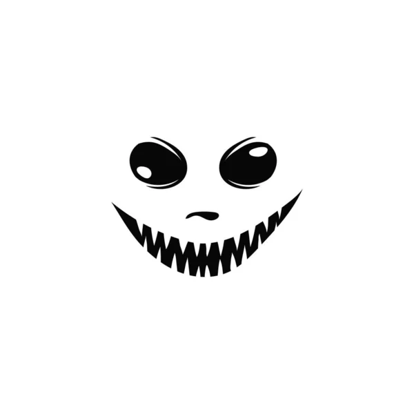 Страшное Смеющееся Лицо Большими Зубами Черный Призрак Рот Хэллоуин Дьявольское — стоковый вектор