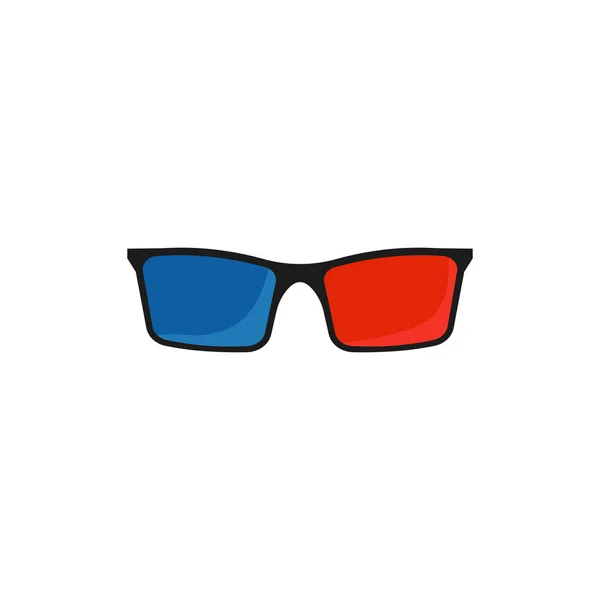 查看3D视频的眼镜 带红色和蓝色镜片的塑料电影配件 方便的矢量娱乐 舒适的电影院之旅 — 图库矢量图片