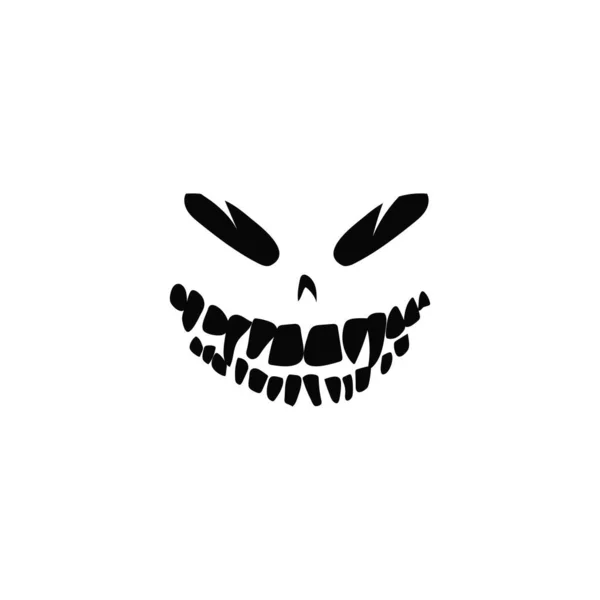 Жуткое Смеющееся Лицо Большими Зубами Злой Рот Призрака Хэллоуин Дьявольское — стоковый вектор
