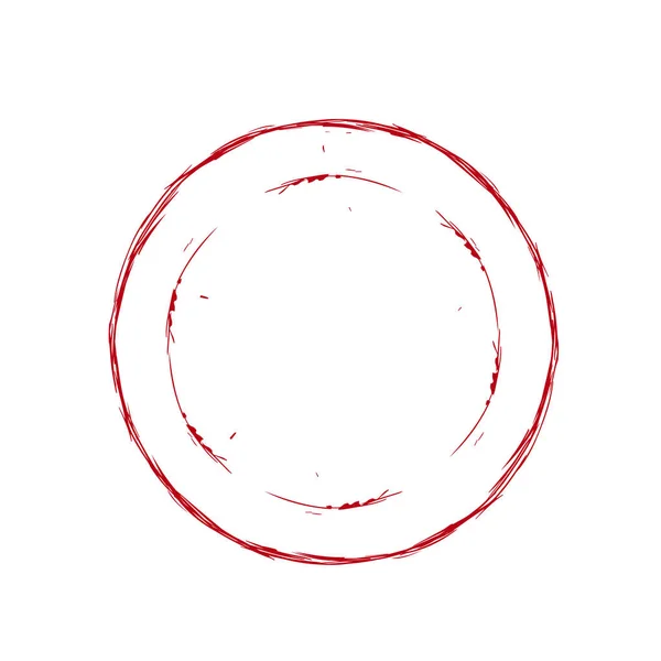 二重の赤い円の手を描いた 簡単なデザインとベクトルテンプレートのためのストロークと丸線画のスケッチ — ストックベクタ