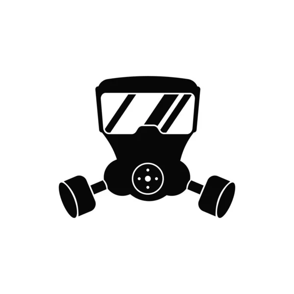 Ikone Der Chemischen Gasmaske Biologische Atemschutzmaske Mit Filtern Zum Schutz — Stockvektor