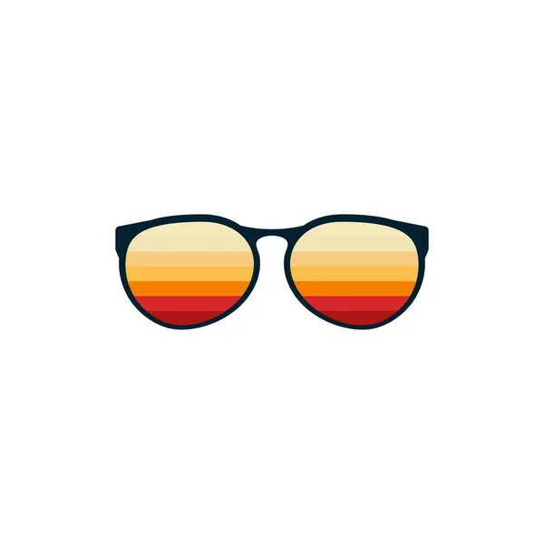 Vintage Okulary Przeciwsłoneczne Żółtymi Pomarańczowymi Paskami Eleganckie Akcesoria Chroniące Oczy — Wektor stockowy