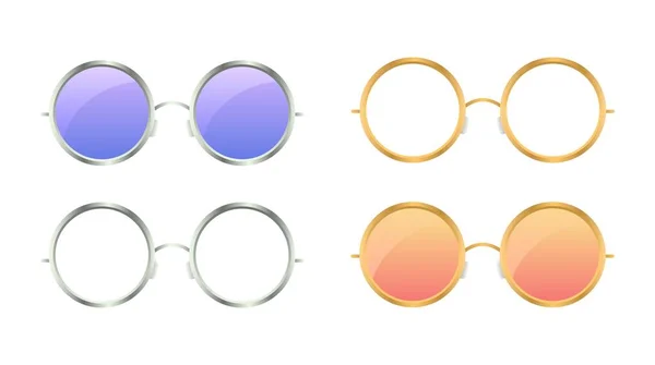 Lunettes Soleil Unisexes Rondes Accessoire Bleu Pour Protéger Les Yeux — Image vectorielle