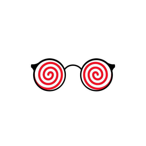 Kırmızı Spiral Daireli Yuvarlak Gözlükler Taraflar Şık Lensler Plastik Vektör — Stok Vektör