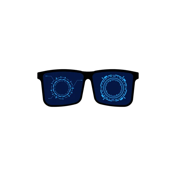 Gafas Futuristas Digitales Accesorios Cibernéticos Negros Con Gráficos Techno Azul — Archivo Imágenes Vectoriales