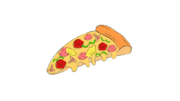 Pedaço Pizza Delicioso Petisco Pepperoni Com Mussarela Salame Para Saciedade — Vetor de Stock