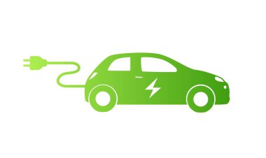 Fiş simgesi olan elektrikli araba, EV araba, yeşil hibrit araçlar şarj noktası