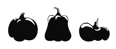 Beyaz bir arka plan üzerinde izole turuncu kabak vektör kümesi.