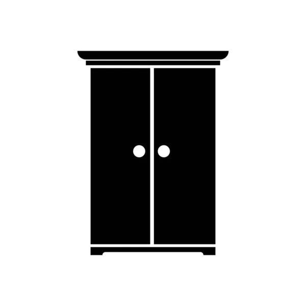 Closed Black Closet Silhouette Icon Wardrobe Isolated — Stock Vector