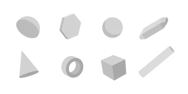 Ensemble Formes Géométriques Blanches Cylindres Gris Avec Hexagone Triangle Comme — Image vectorielle