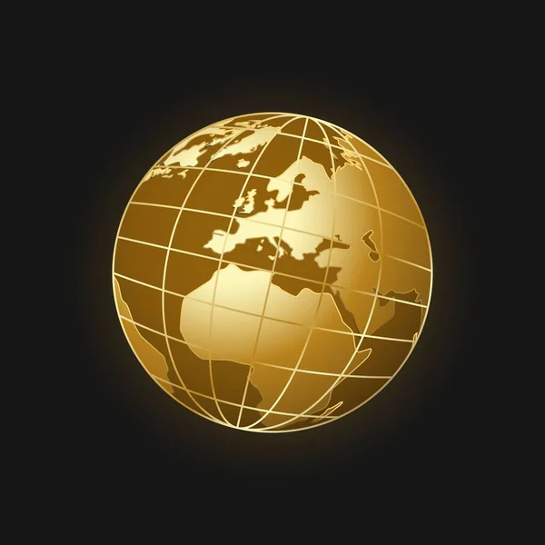 Guld Digital Planet Digital Jord Globala Hav Och Affärshav Med — Stock vektor