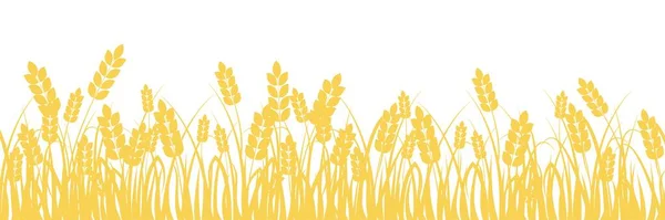 麦田金色小麦剪影背景的小穗 — 图库矢量图片
