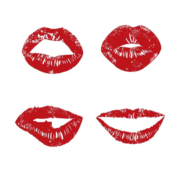 Κόκκινο Αποτύπωμα Κραγιόν Χείλη Φιλί Σέξι Φιλιά Και Χαμόγελο Για — Διανυσματικό Αρχείο