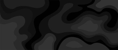 Karanlık soyut vektör sıvı siyah derin harita arkaplanı. Siyah dalga kıvrımlı arkaplan