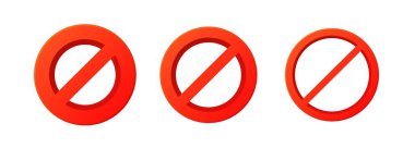 3D yasaklama işareti. Kırmızı yasaklama çemberi vektörü