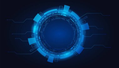 Teknoloji mavi çember fütüristik arka planı. Geleceğin Bilimsel Bilimler Hud 'u