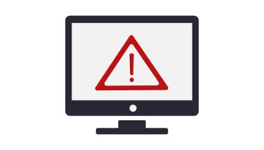 Bilgisayar ve uyarı işaretli siber güvenlik uyarı simgesi