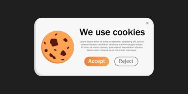 We use cookie landingpage. Round cookies with chocolate drops snack baked goods in brown and light color with sweet vanilla flavor and appetizing vector design clipart