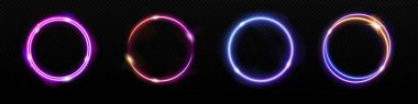 Neon dairesi parlayan bir çerçeve. parlak lazer halkalı lamba vektörü