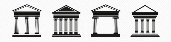 Antique roman temples sketch. Greek parthenon with classical architecture and stone columns made in marble vector design