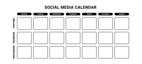 Grafico Del Calendario Dei Social Media Pubblicità Informazioni Commerciali Web Illustrazioni Stock Royalty Free