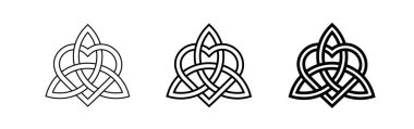 İrlandalı siyah triquetra. Sonsuz Brittonic düğüm. Pagan dini sembolü. Geometrik simetrik trefolil.