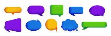 Yorumlar ve eleştiriler için renkli bir konuşma balonu. Sohbet seti, mesaj ve iletişim kutuları. Metin için balon