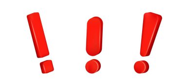 Kırmızı uyarı ünlem işareti. Tehlikenin sembolü. Kırmızı alarm sinyali simgesi. Alarm bildirimi.