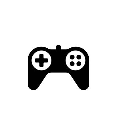Dijital modern joystick ikonu. Kontrol düğmeleri ve vektör oyuncular için ekranı olan siyah kablosuz konsol denetleyici