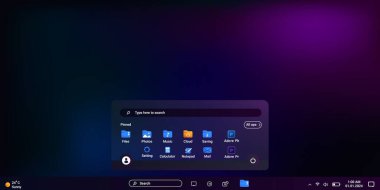 Menü paneli ve kullanıcı arayüzü ayarlarıyla mor renkli ofis programı olan masaüstü. Ekranda sistem programcıkları