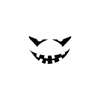 Horror smile of evil halloween pumpkin. Scary fear face for celebration as devilish decoration and emotional expression of vector evil clipart