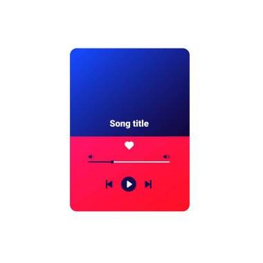 Gradyan müzik çalar uygulaması ile etkileşimli GUI, ileri, geri sarma ve tekrarlama fonksiyonları. Mobil ve web için tasarlanmış, çalma listesi ve albüm çalma için ideal.