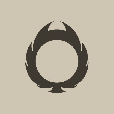 Siyah profil simgesi boynuzlar ve agresif, soyut halka şekli, bir oyun arayüzünde fütürist veya şeytani temalı bir avatar için mükemmel.