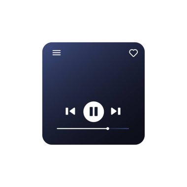 Kullanıcı dostu düğmeler, renkli simgeler ve çalma listesi yönetimiyle şık ortam oynatıcı tasarımı. Dijital aygıtlarda pürüzsüz gezinme için optimize edildi.