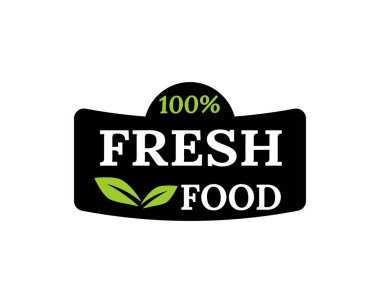 Yeşil yaprak amblemli çevre dostu rozet, güvenli etiketleme için ideal, tarım tazeliği ve sağlık ve kaliteye önem veren biyolojik ürünler.