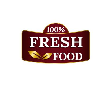 Kırsal yaprak amblemi olan kırmızı organik gıda etiketi, çevre dostu ve sağlıklı markalaşma için tasarlanmış. Taze, sağlıklı ve vejetaryen ürünleri sade, doğal bir tarzda teşvik etmek için ideal..