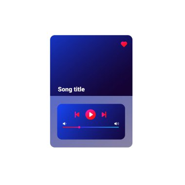Koyu temalı ses oynatıcı arayüzü oyun, duraklama ve tekrarlama için kullanıcı dostu tuşlar ile mobil aygıtlar ve dijital müzik akış hizmetleri için mükemmeldir.