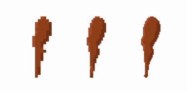 Yan yana dizilmiş üç kahverengi fırça darbesi. Her vuruşun kendine has bir boyutu ve şekli var..