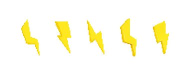 Keskin tasarımları olan parlak sarı yıldırımlar serin bir piksele benzer..