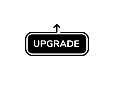 Gelişme veya geliştirmeyi gösteren yukarı doğru ok ile etiketlenmiş minimal siyah bir düğme.