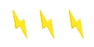 Keskin açılı tasarlanmış, enerji ve gücü sembolize eden üç pikselli sarı yıldırım.